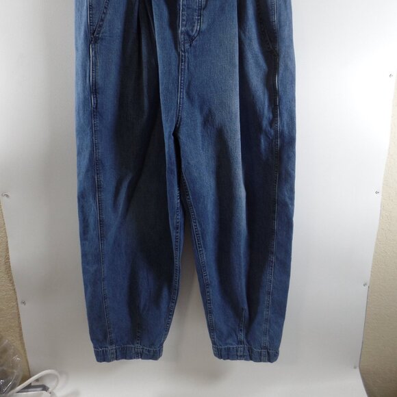 WE THE FREE By Free People Good Luck Barrel Jeans Women's Size 35 Elastic Waist - Picture 2 of 5